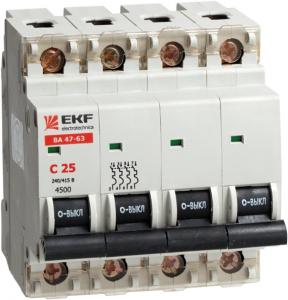 Автоматический выключатель ВА 47-63, 4п 50А (D) EKF
