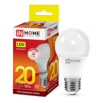 Лампа светодиодная LED-A60-VC 20Вт 230В Е27 3000К 1900Лм IN HOME